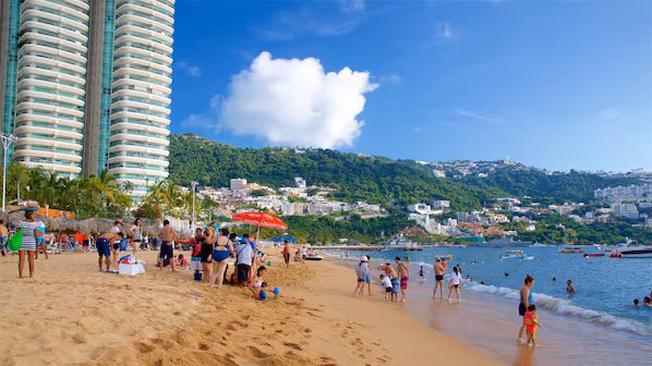 Icacos Beach near Dreams Acapulco Resort & Spa with golden sand and scenic Pacific Ocean views